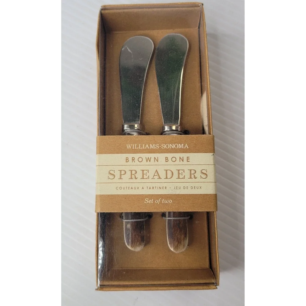Williams‎ Sonoma Brown Bone & Stainless Spreaders Cheese Knife Set NEW Old Stock